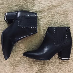 Michael Kors Studded Black Leather Ankle Boots|7.5